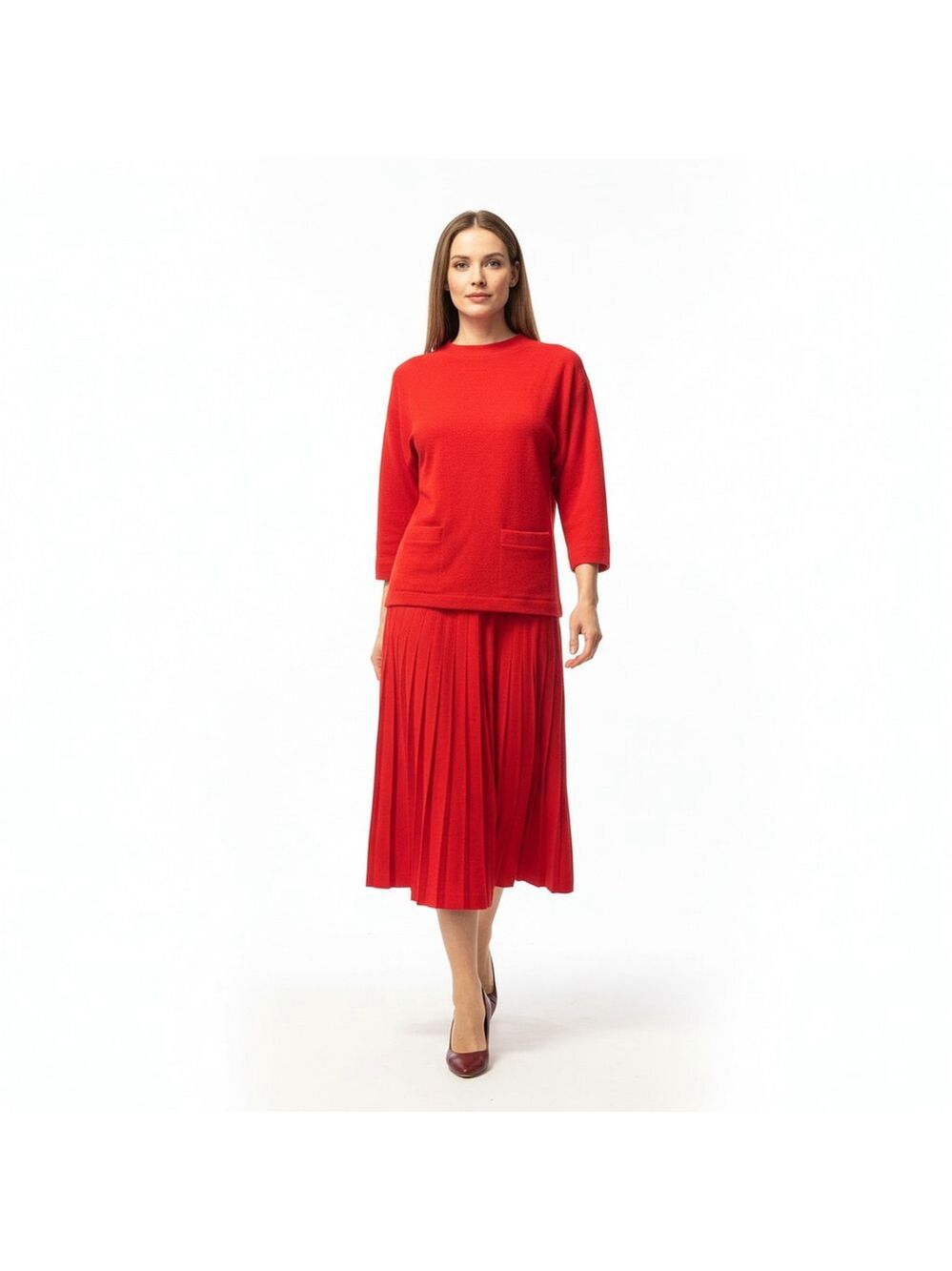 PROPHECY Petite by Sag Harbor Wool Red Skirt Set Size 4